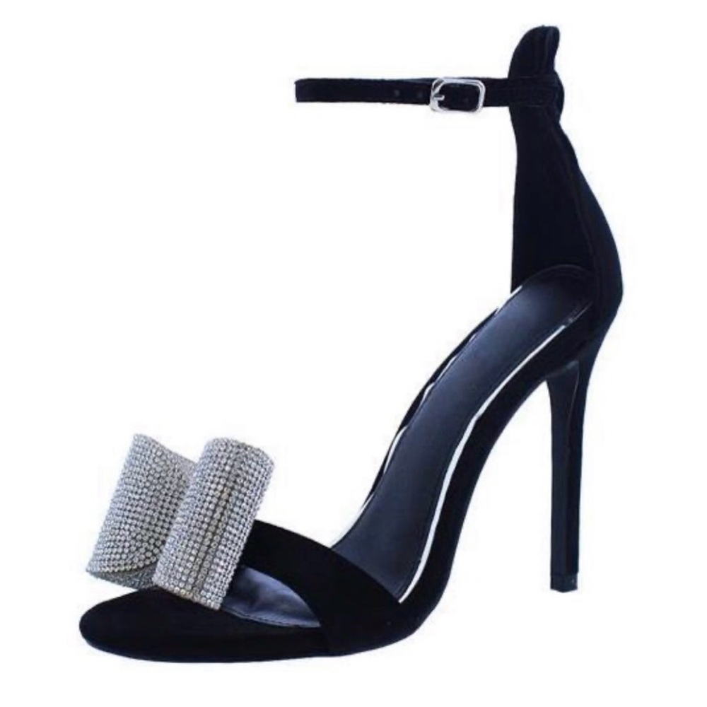 Open toes bow embellished heel